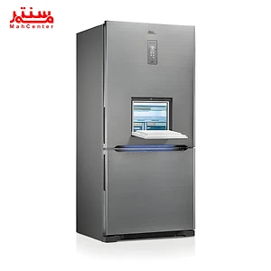 تصویر یخچال فریزر پایین رنگ سیلور مدل امگا پلاس HRFN605hb - استیل